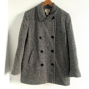 L.L. Bean Black and White Pea Coat